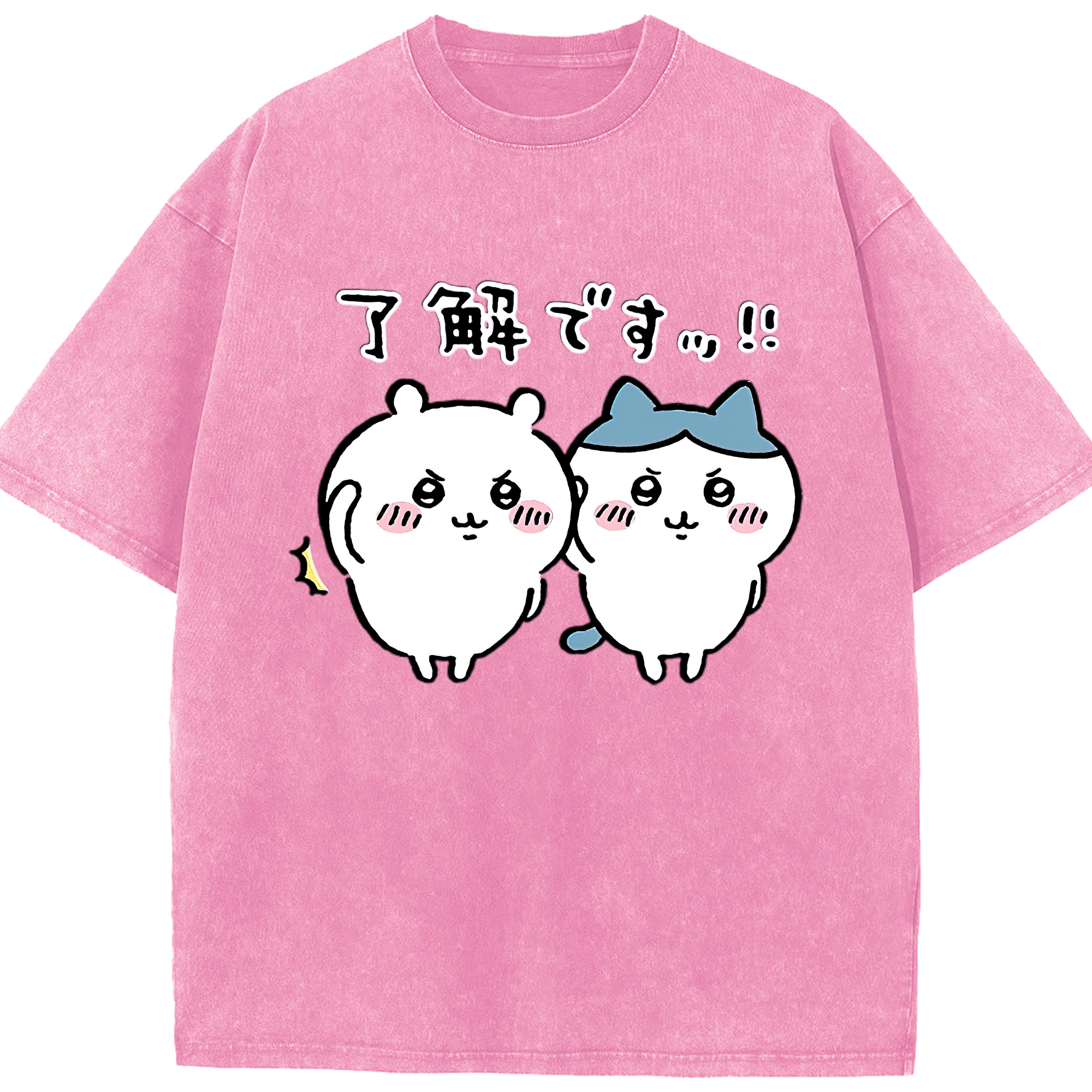 （画像用） ちいかわ ハチワレ Chii-kawa hachiware 綿100% ヴィンテージ風 半袖Tシャツ（フロントプリント）